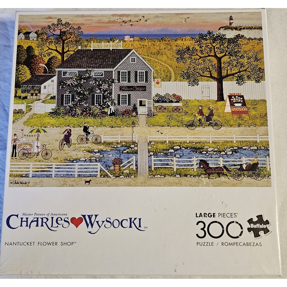 Charles Wysocki Nantucket Flower Shop 300 Piece Puzzle Buffalo Games Large...